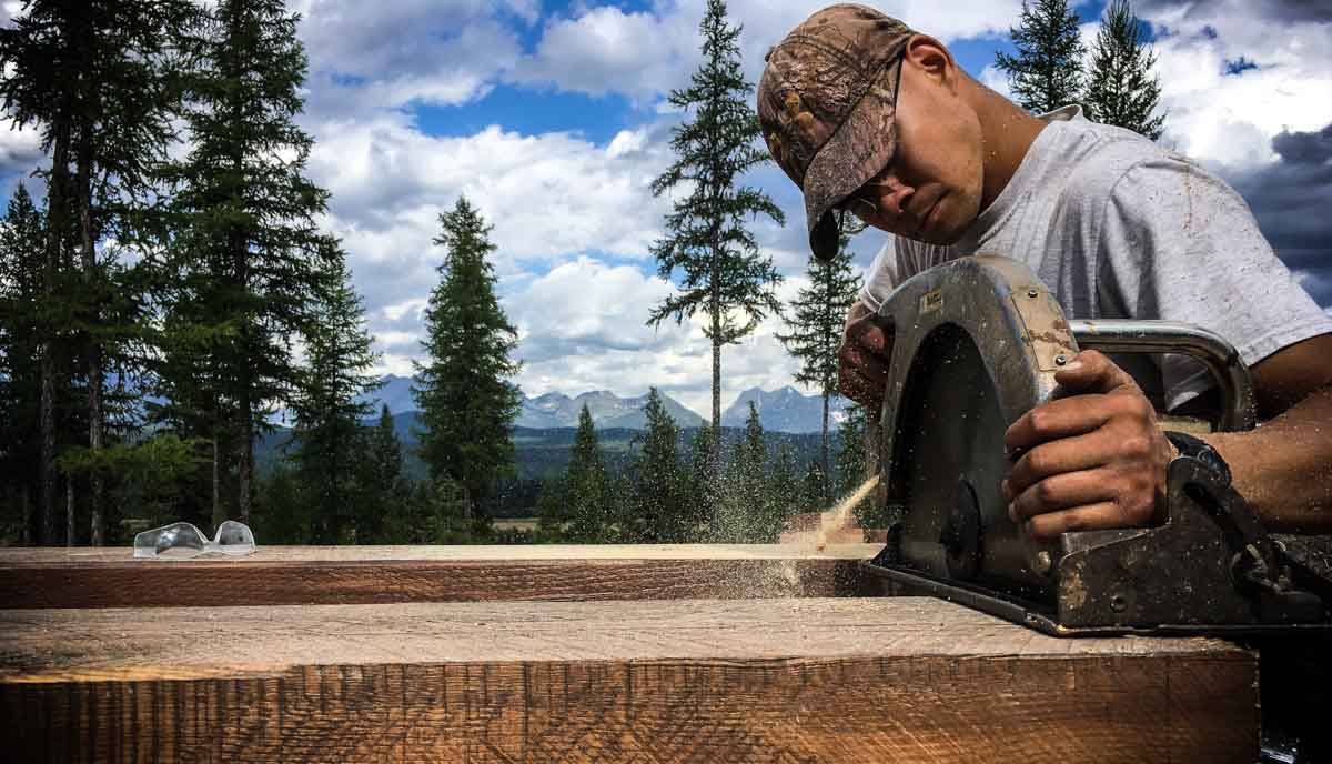 Timber framer using a large circular saw