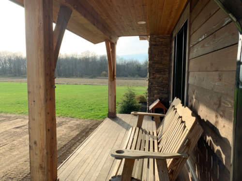 Front porch of timber home