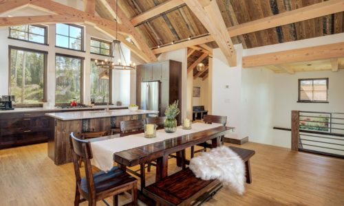 Kitchen with cathedral ceiling